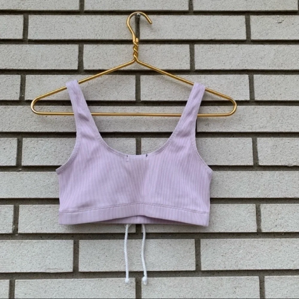 Nasty Gal Lavender Ribbed Two Piece Bikini Tank Top High Cut Bottoms 4 Y2K